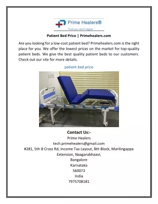Patient Bed Price Primehealers