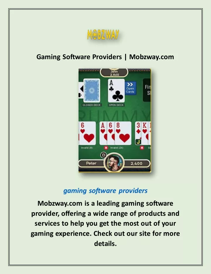 gaming software providers mobzway com