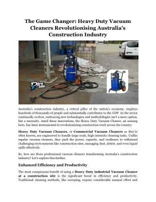 The Game Changer Heavy Duty Vacuum Cleaners Revolutionising Australia’s Construction Industry
