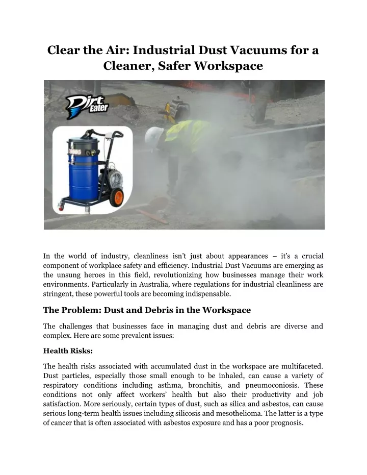 clear the air industrial dust vacuums