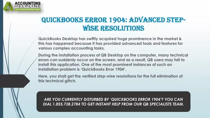 quickbooks error 1904 advanced step wise resolutions