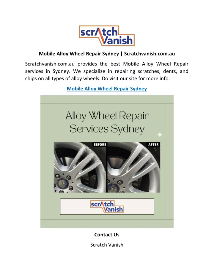 mobile alloy wheel repair sydney scratchvanish