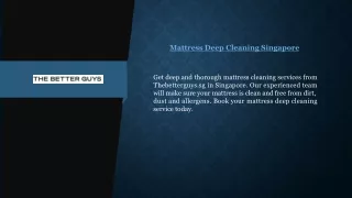 Mattress Deep Cleaning Singapore  Thebetterguys.sg