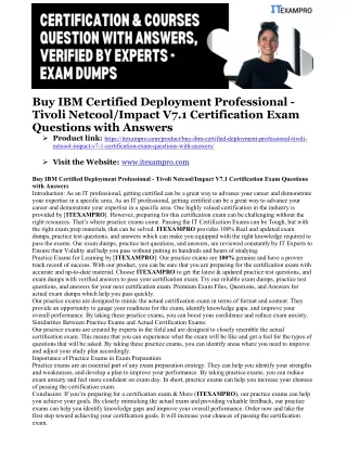 Get Success in IBM Certified Deployment Professional - Tivoli Netcool/Impact V7.