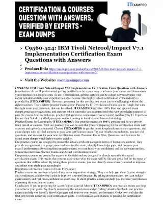 Get Success in C9560-524: IBM Tivoli Netcool/Impact V7.1 Implementation Certific