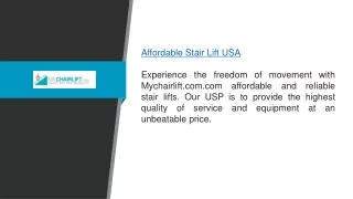 Affordable Stair Lift Usa  Mychairlift.com