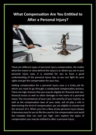 What Compensation Are You Entitled To After a Personal Injury?