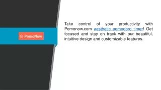 Aesthetic Pomodoro Timer Pomonow.com