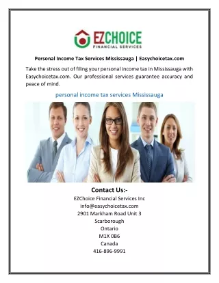 Personal Income Tax Services Mississauga Easychoicetax