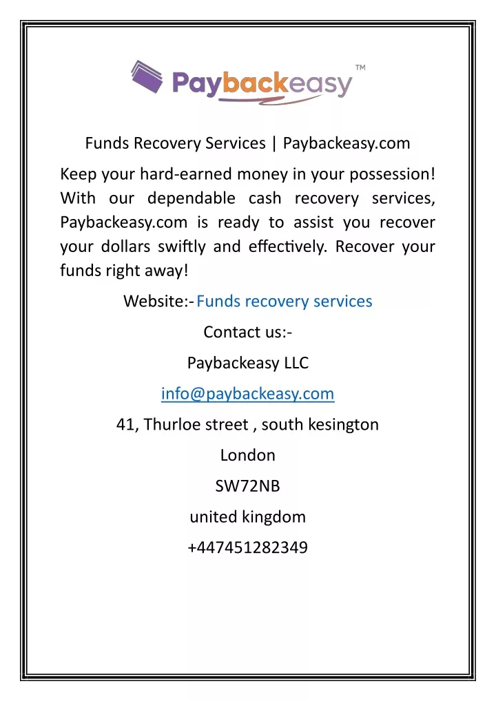 funds recovery services paybackeasy com