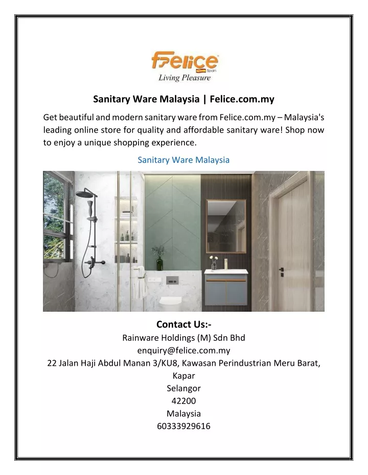 sanitary ware malaysia felice com my