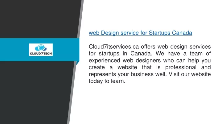 web design service for startups canada