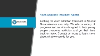 Youth Addiction Treatment Alberta Susanulmer.ca