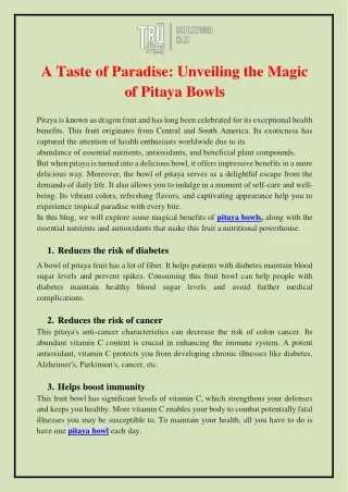 A Taste of Paradise Unveiling the Magic of Pitaya Bowls