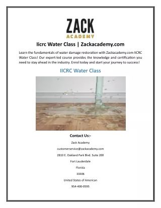 iicrc water class zackacademy com
