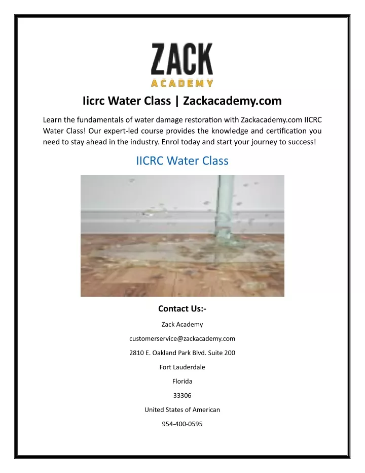 iicrc water class zackacademy com