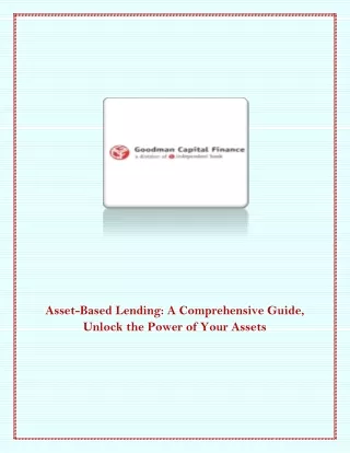 asset based lending a comprehensive guide unlock