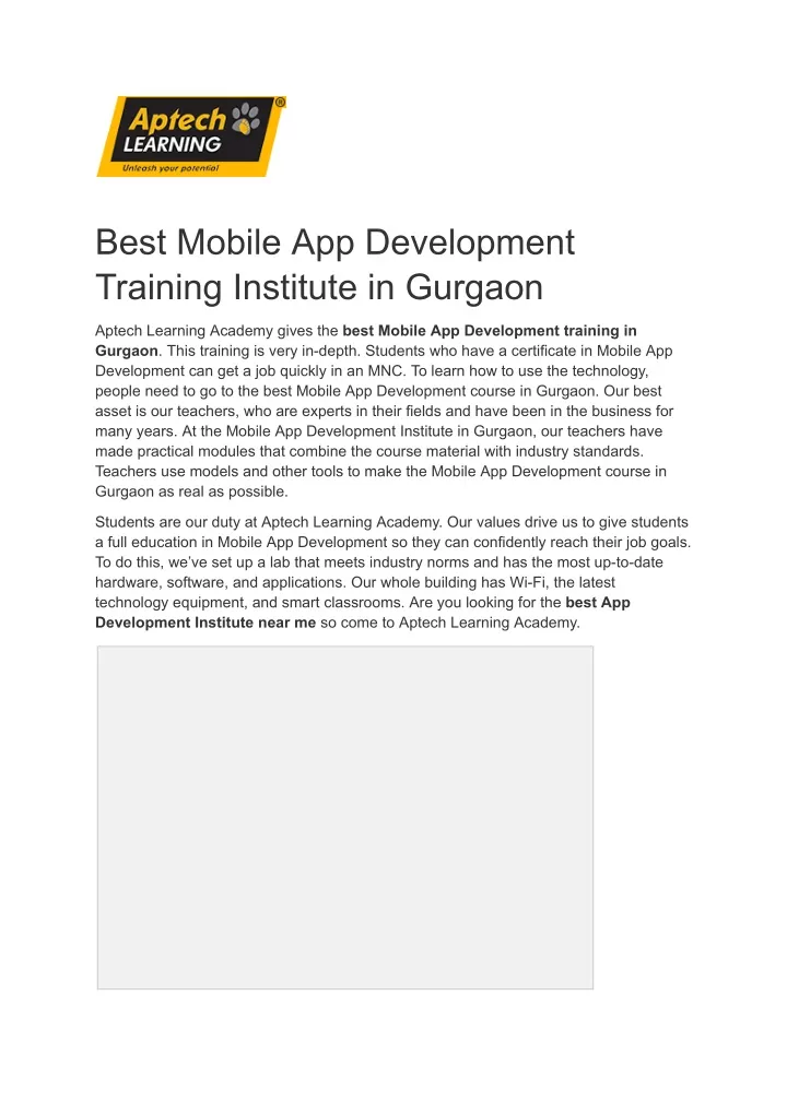 best mobile app development training institute