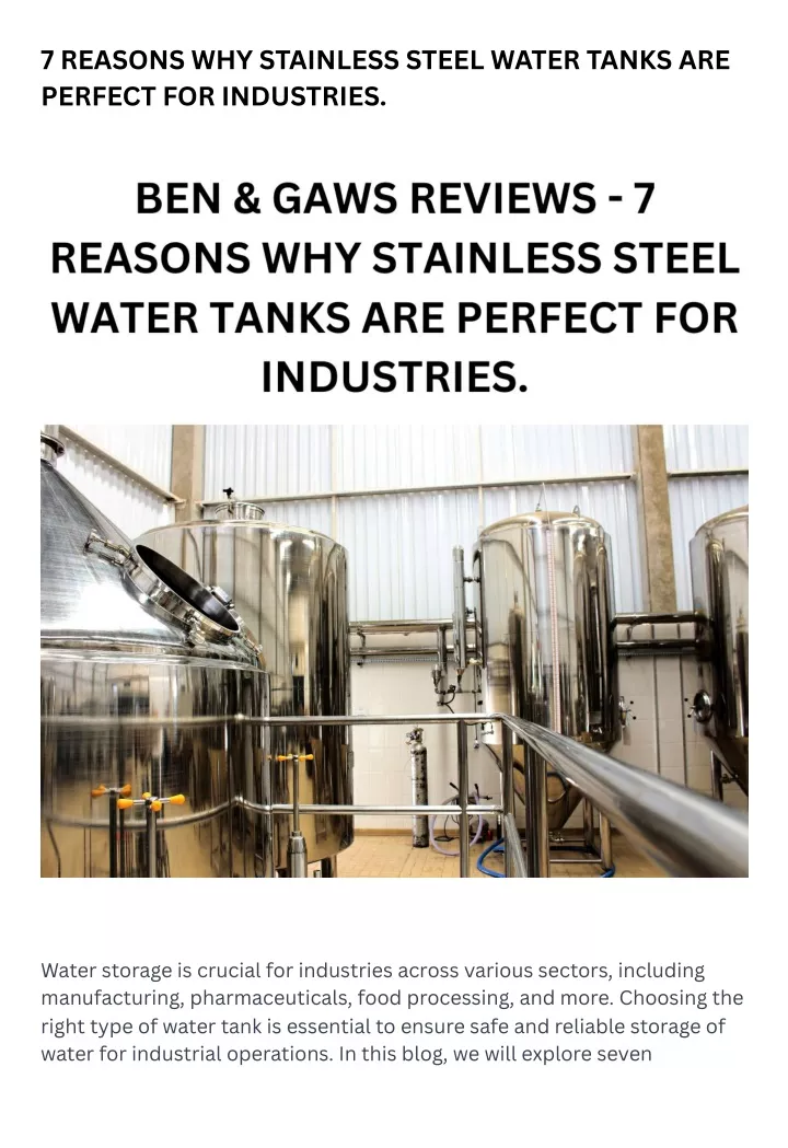 7 reasons why stainless steel water tanks