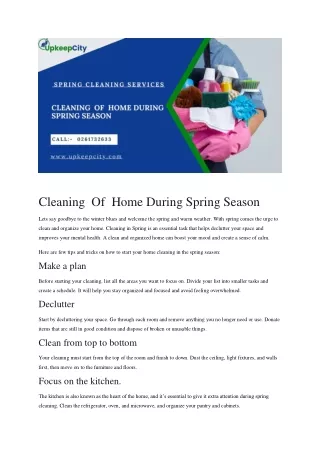 Cleaning of home during spring season