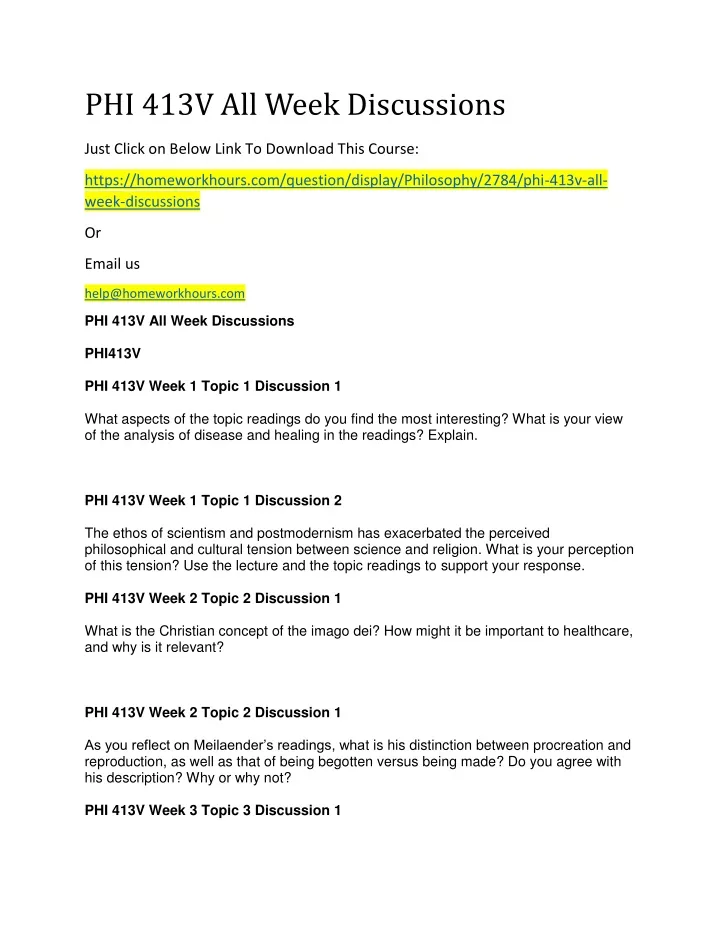 phi 413v all week discussions