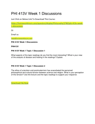 phi 413v week 1 discussions