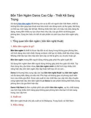 Bồn Tắm Ngâm Daros Cao Cấp - Thiết Kế Sang Trọng