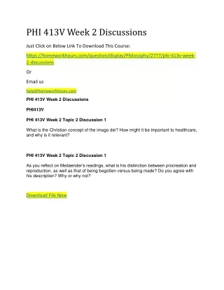 phi 413v week 2 discussions