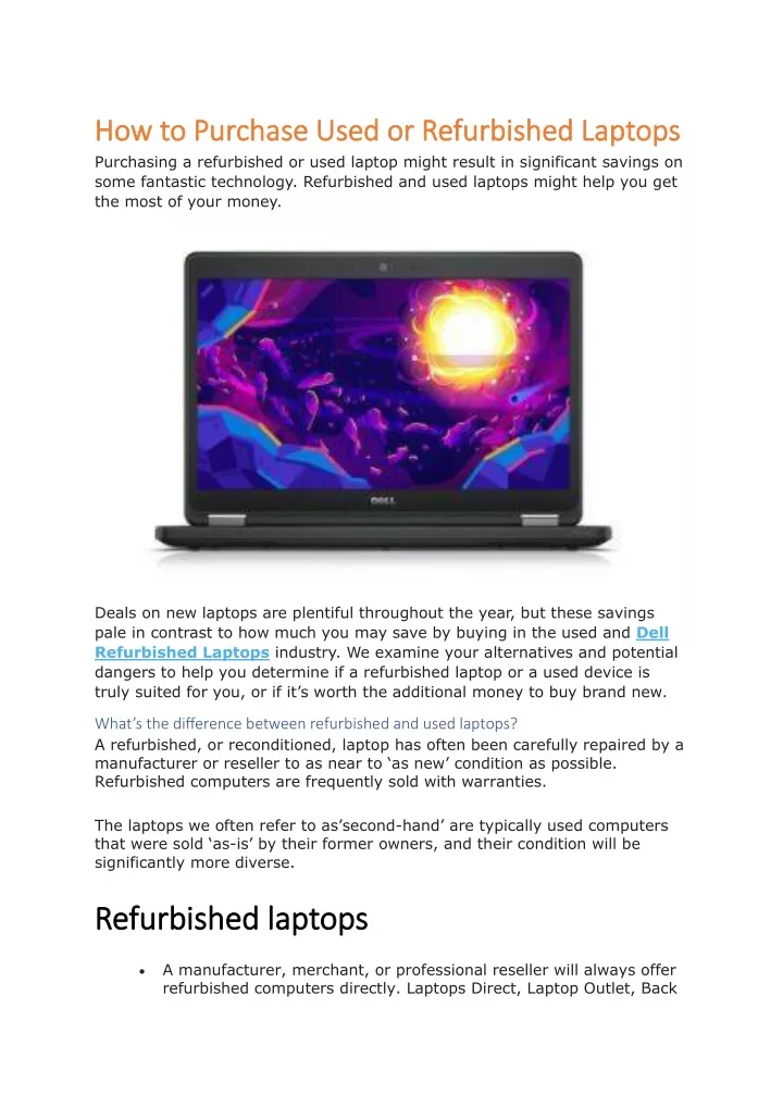 how to purchase used or refurbished laptop