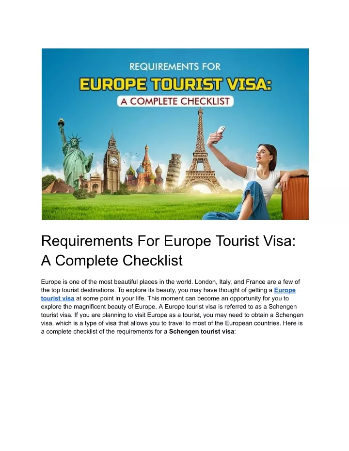 requirements for europe tourist visa a complete