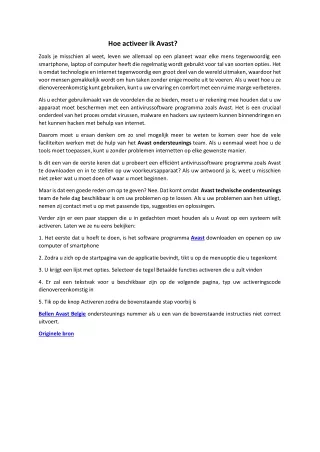 hoe activeer ik avast