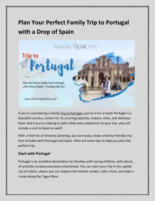 Plan Your Perfect Family Trip to Portugal with a Drop of Spain