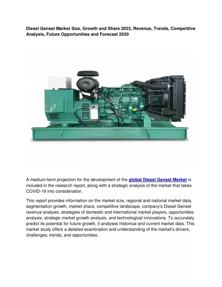 diesel genset market size growth and share 2023