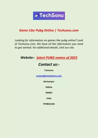 game like pubg online techsonu com