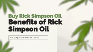 Benefits of Rick Simpson Oil