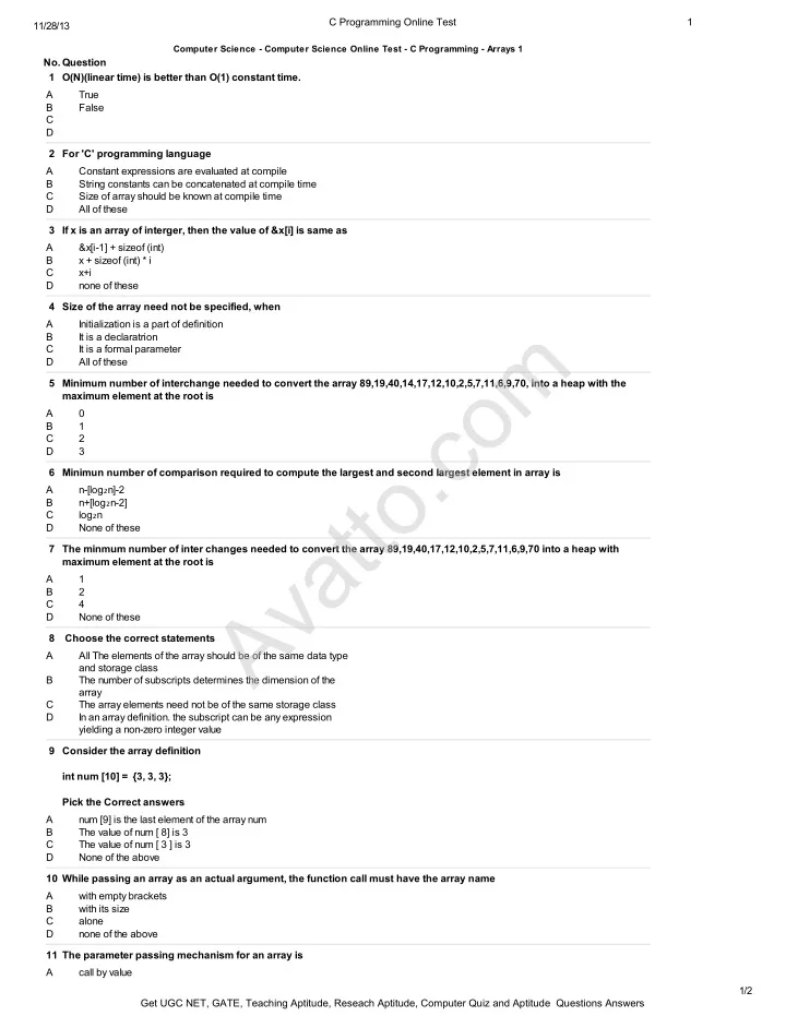 c programming online test