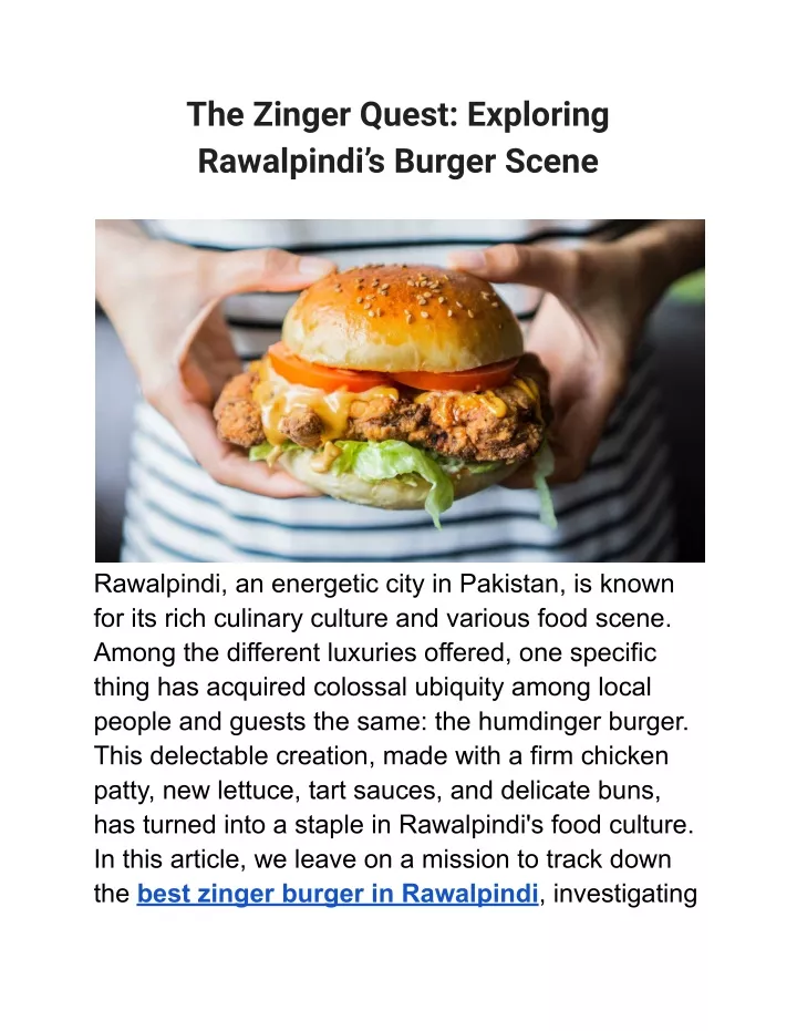 the zinger quest exploring rawalpindi s burger
