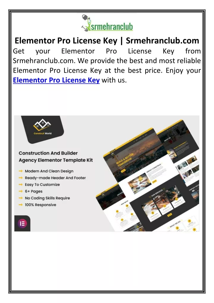elementor pro license key srmehranclub