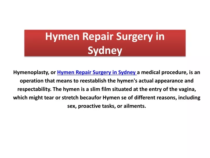 hymen repair surgery in sydney