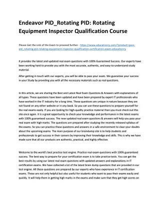 endeavor pid rotating pid rotating equipment