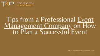 tips from a professional event management company