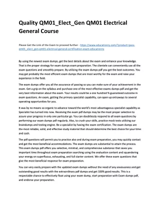 quality qm01 elect gen qm01 electrical general