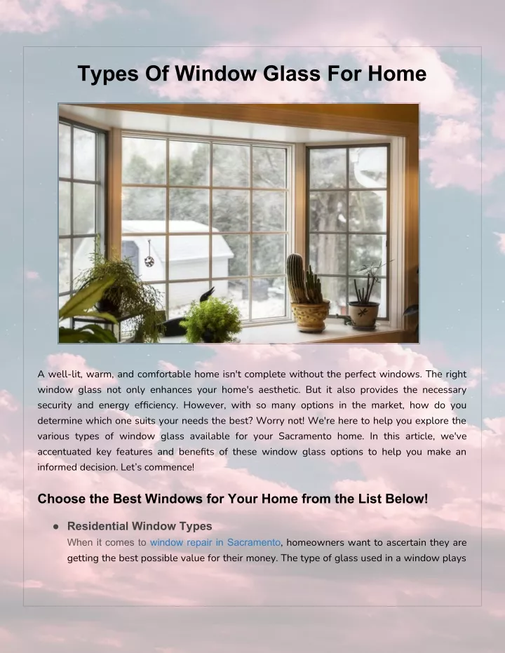 types of window glass for home