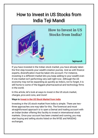 How to Invest in US Stocks from India Teji Mandi