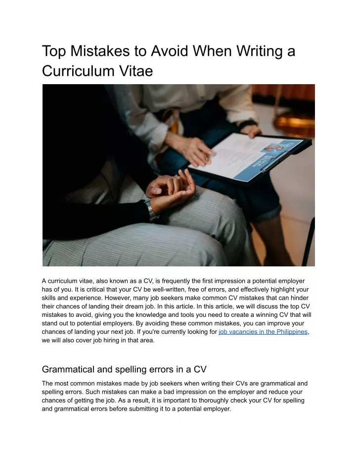 top mistakes to avoid when writing a curriculum