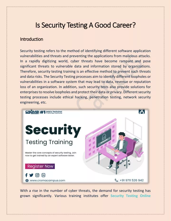 is security testing a good career is security