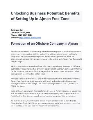 Unlocking Business Potential_ Benefits of Setting Up in Ajman Free Zone