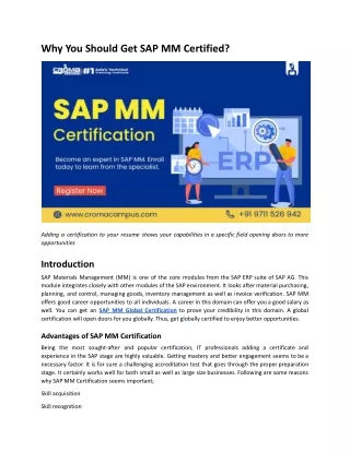 Why You Should Get SAP MM Certified?
