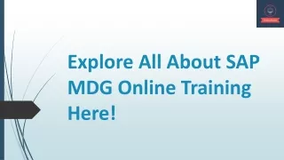 Explore All About SAP MDG Online Training Here!