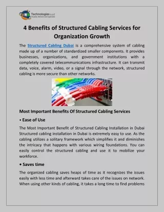 4 benefits of structured cabling services